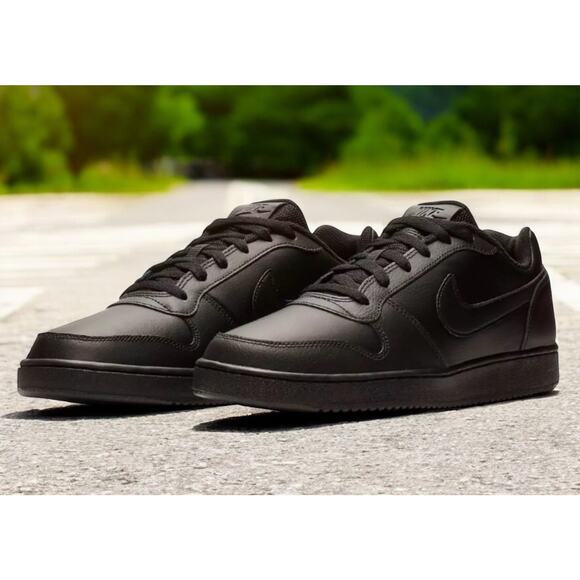 Nike Work Ebernon Low Triple Black Lifestyle Mens Size 12.5 Shoes New Fast Ship - Picture 1 of 8